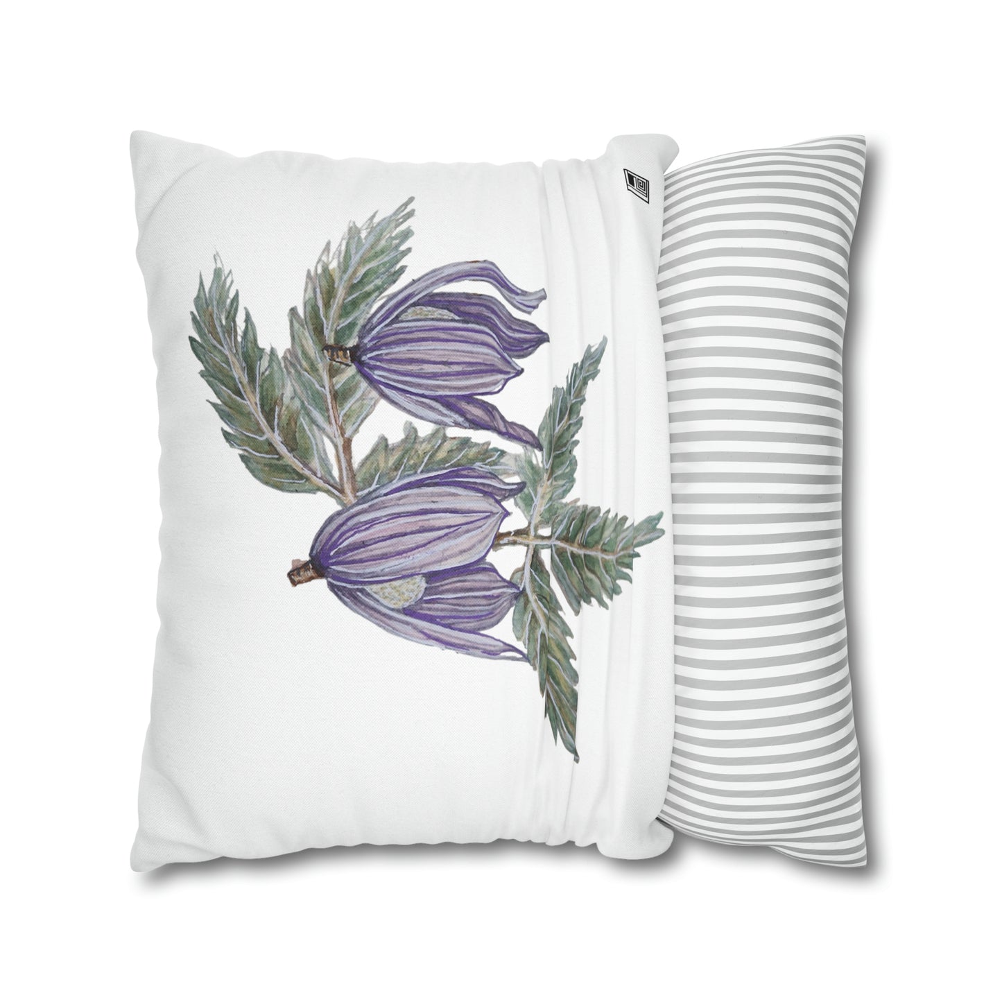 Cushion Pillow Case - No. 270 Purple Drop Flowers on White