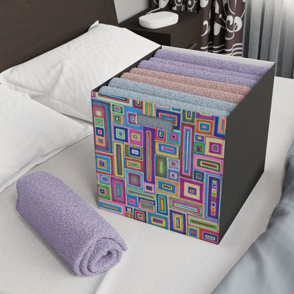 Felt Storage Box - No. 264 - Multicoloured Rectangles - By Irish Artist Fiona de Lacy