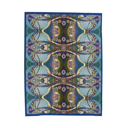 Velveteen Plush Blanket - No. 219 A 'Crossroads' - Navy Trim