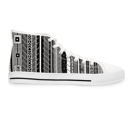 Women's High Top Sneakers, No. 298 Black, Grey, White Stripe By Irish Artist Fiona de Lacy