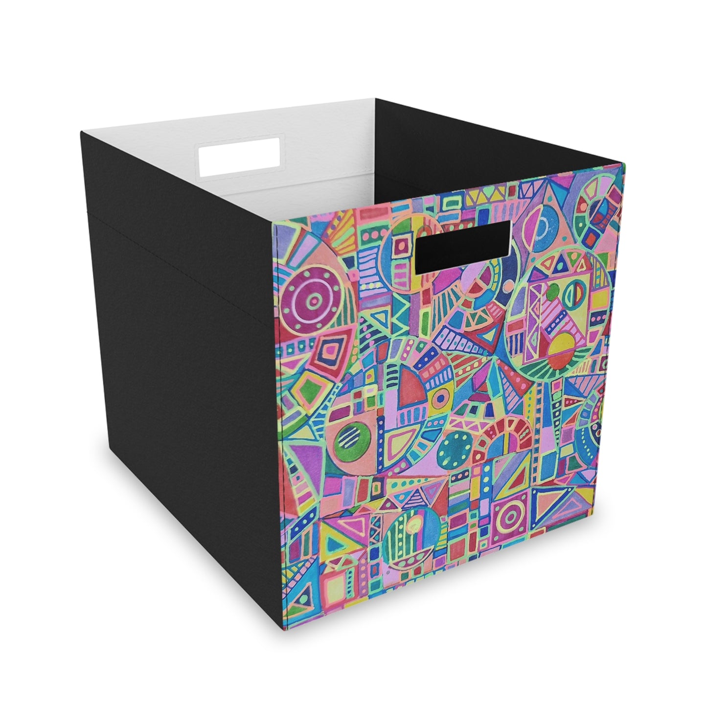 Felt Storage Box - No. 258 - Multicoloured Abstract - By Irish Artist Fiona de Lacy