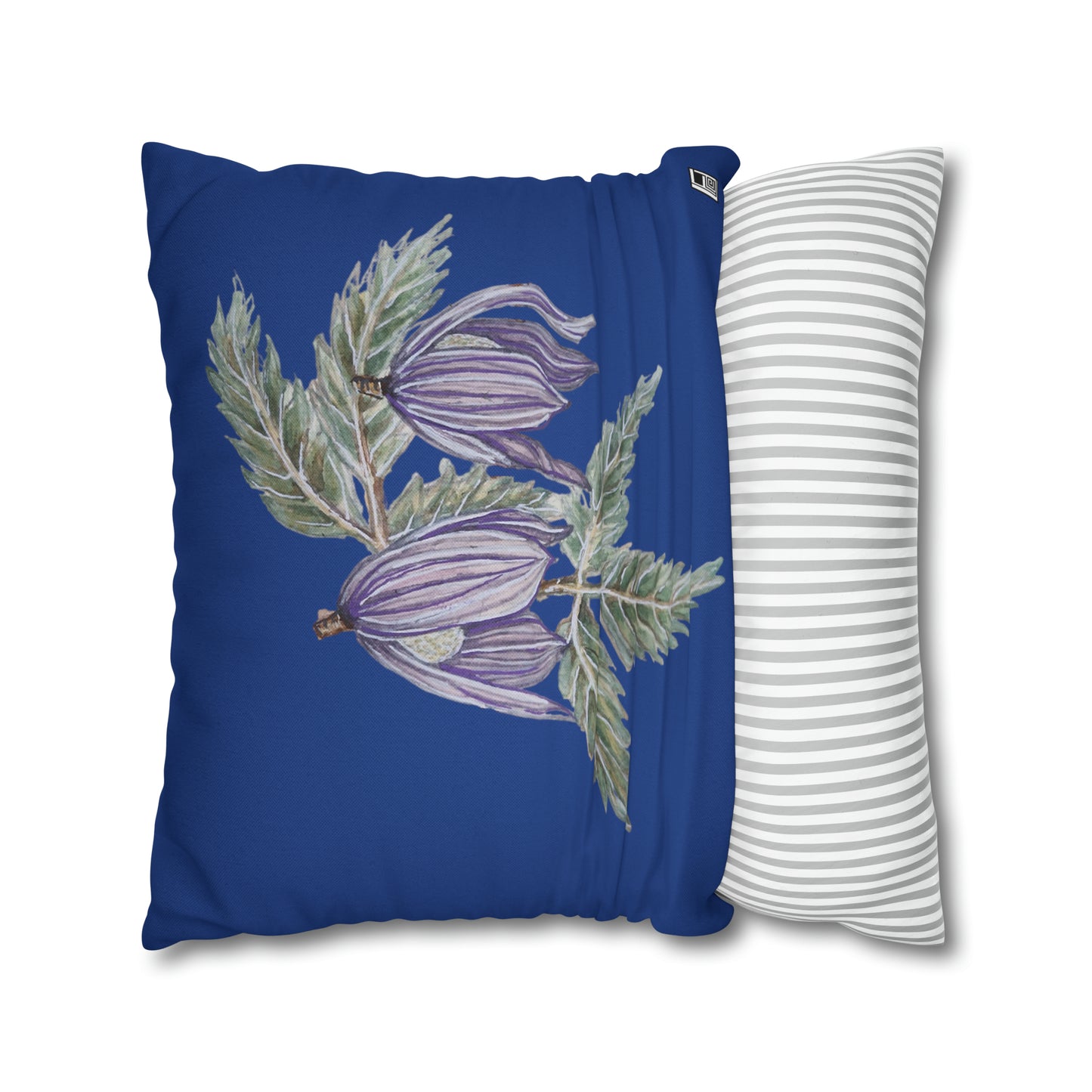 Cushion Pillow Case - No. 270 - Purple Drop Flowers on Navy Blue