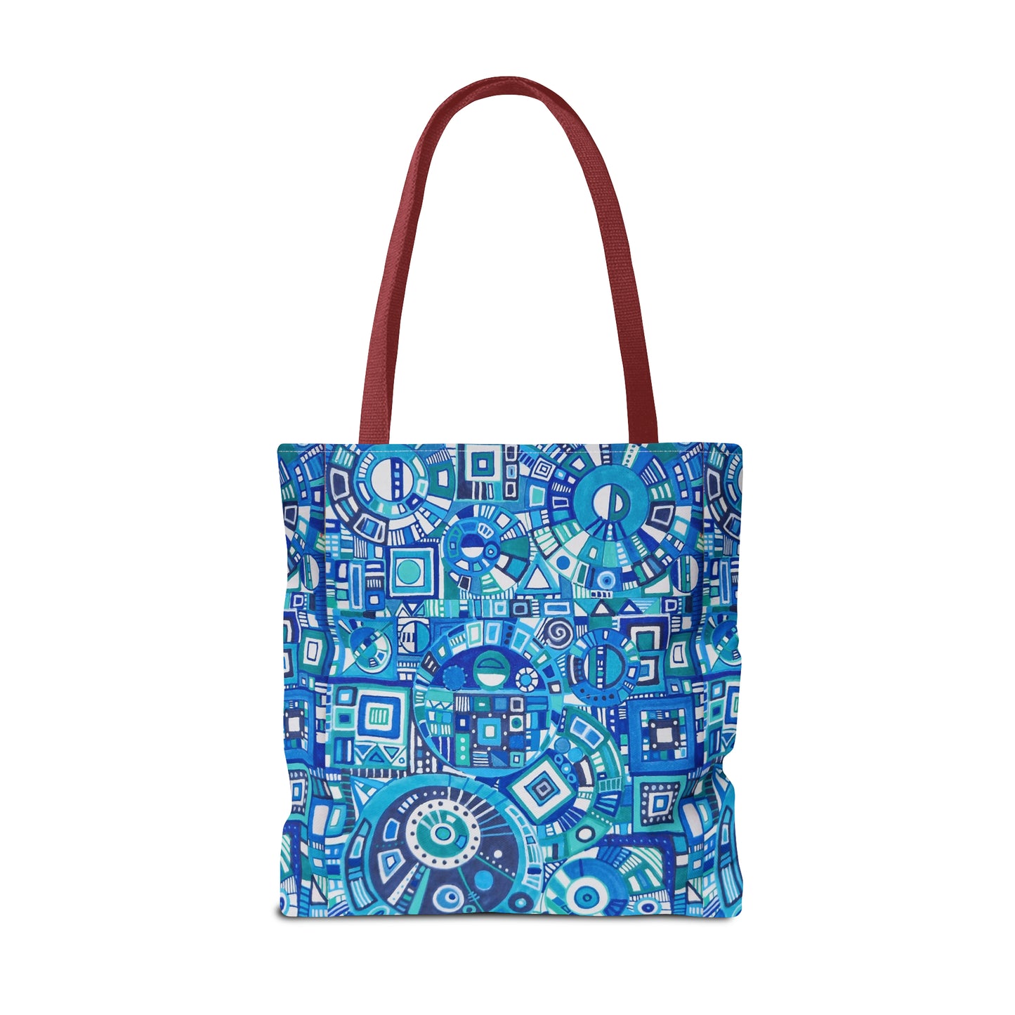 Tote Bag  - No. 262 Geometric Blue - By Irish Artist Fiona de Lacy