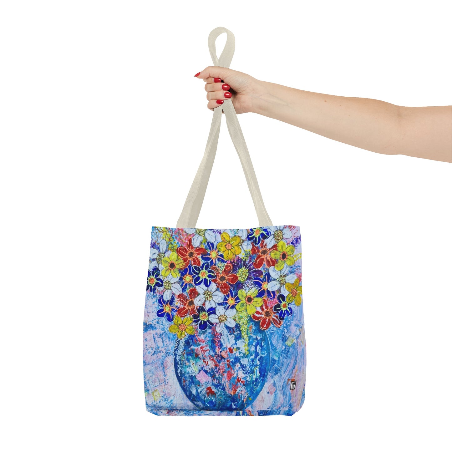 Tote Bag  - No. 242 - Blue round vase of Flowers