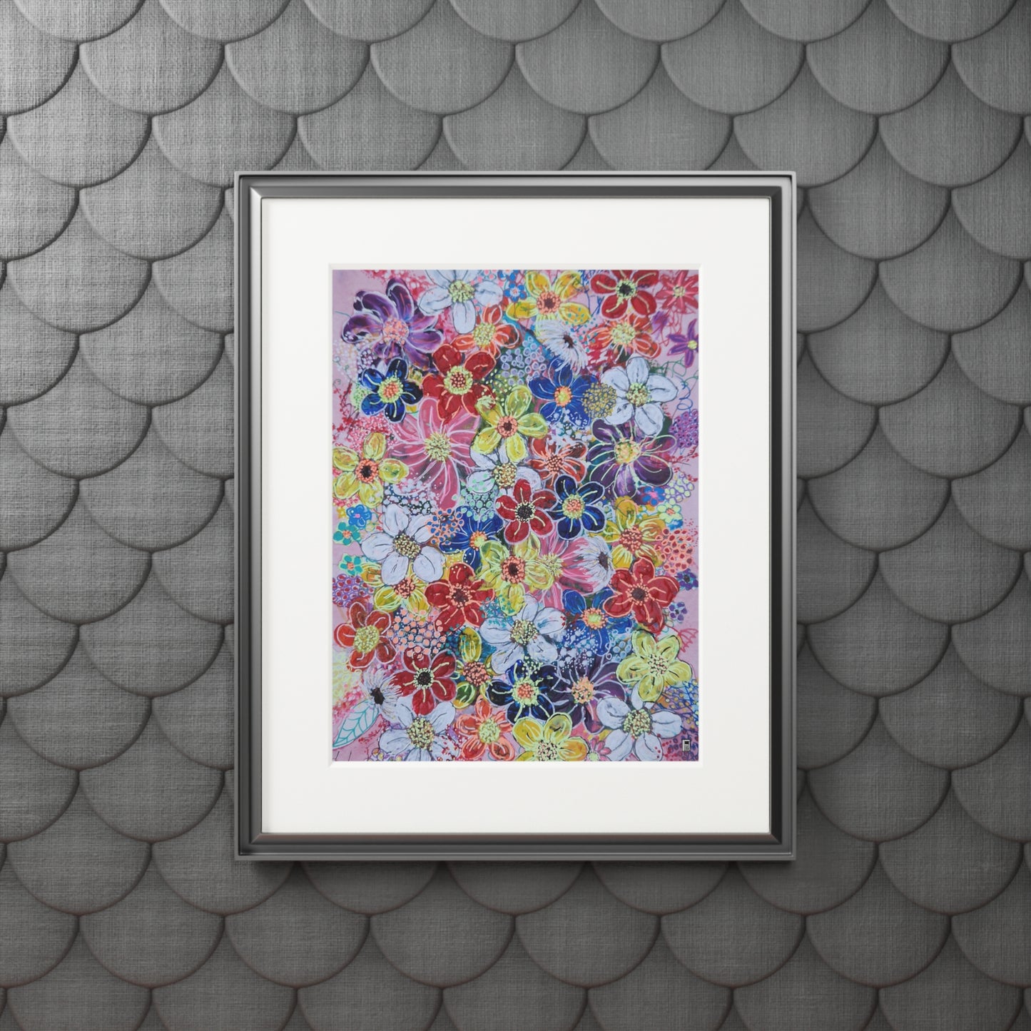 Fine Art Print (Cardboard Frame) - No. 241 - flowers on pink