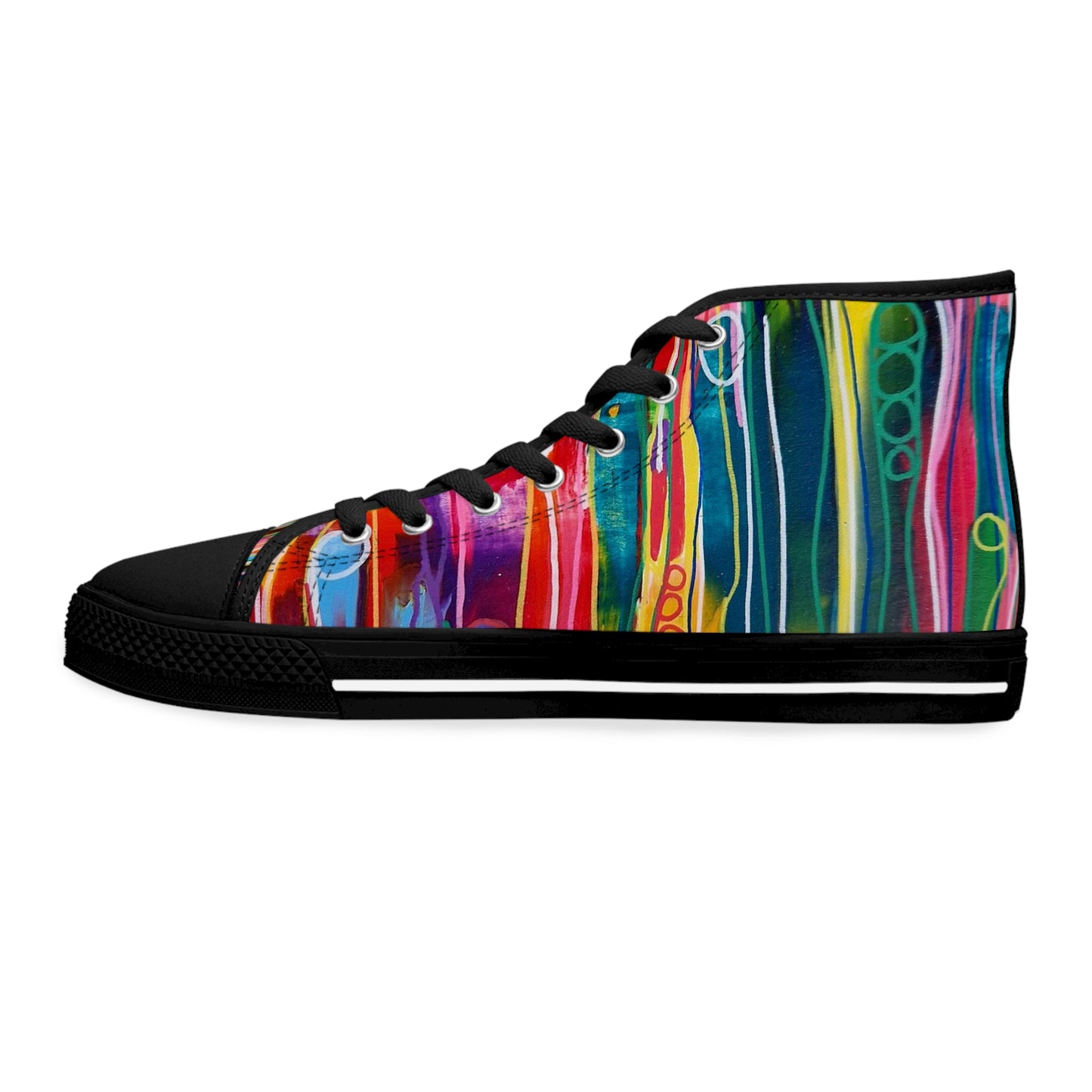 Women's High Top Sneakers, No. 237 C 'Pods' Green Heel, Multicoloured - Designed by Irish Artist Fiona de Lacy