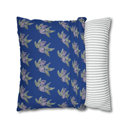 Cushion Pillow Case - No. 270 - Purple Drop Flowers on Navy