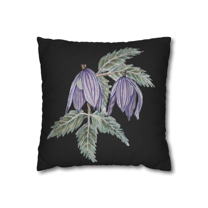 Cushion Pillow Case - No. 270 - Purple Drop Flowers on Black