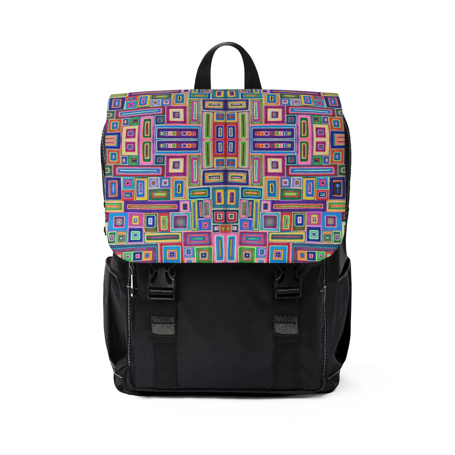 Casual Shoulder Backpack,  No. 264 B Multicoloured Abstract -  By Irish Artist Fiona de Lacy