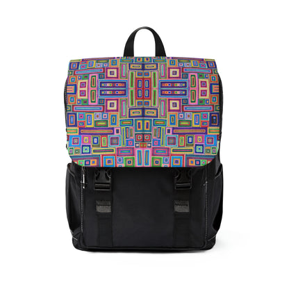 Casual Shoulder Backpack,  No. 264 B Multicoloured Abstract -  By Irish Artist Fiona de Lacy