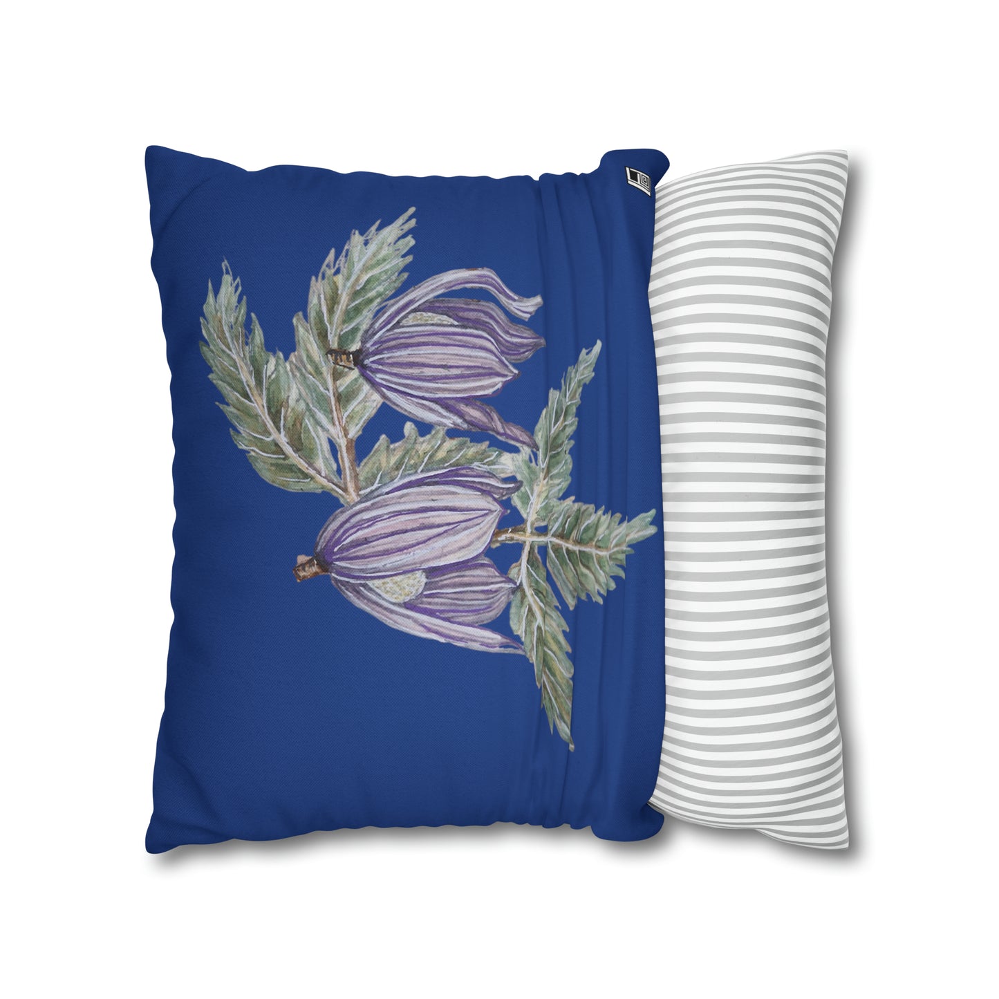 Cushion Pillow Case - No. 270 - Purple Drop Flowers on Navy Blue