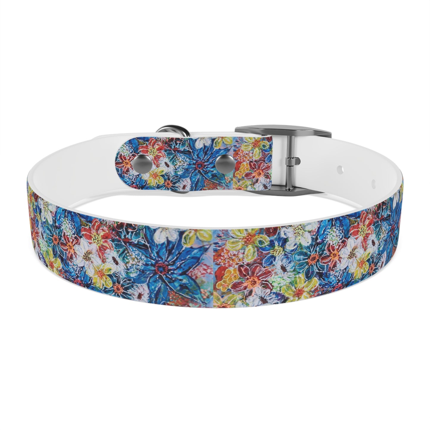 Dog Collar - No. 242 - Large Blue Flowers