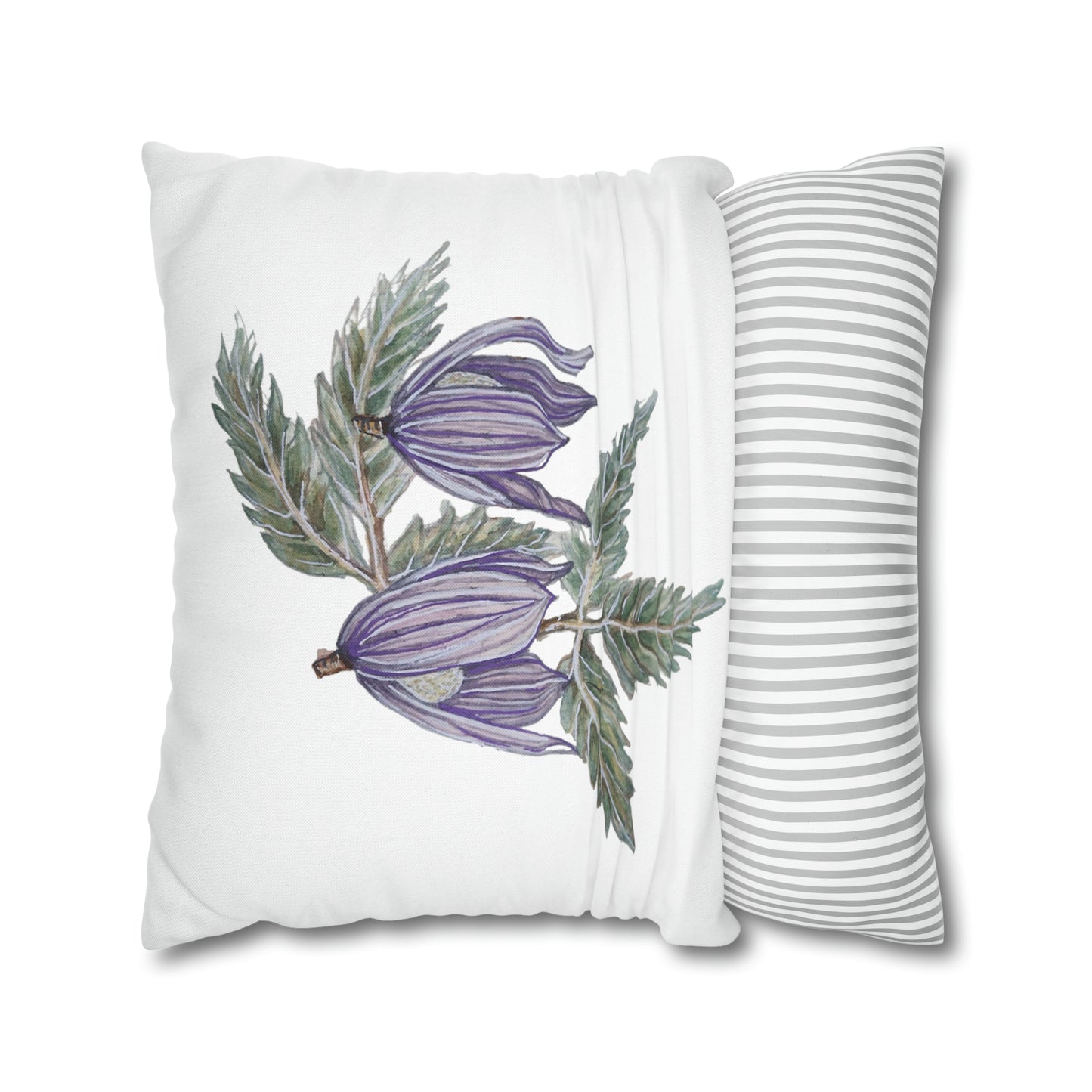 Cushion Pillow Case - No. 270 Purple Drop Flowers on White