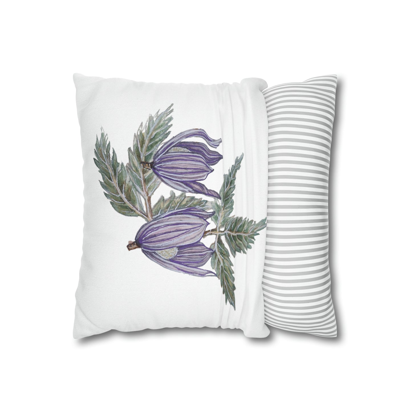 Cushion Pillow Case - No. 270 Purple Drop Flowers on White