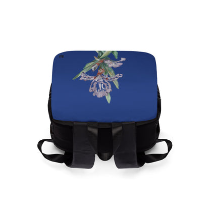 Casual Shoulder Backpack,  No. 272 Purple Orchid on Navy -  By Irish Artist Fiona de Lacy