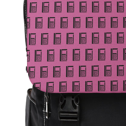 Casual Shoulder Backpack,  No. 000 - Artists Logo on Pink -  By Irish Artist Fiona de Lacy