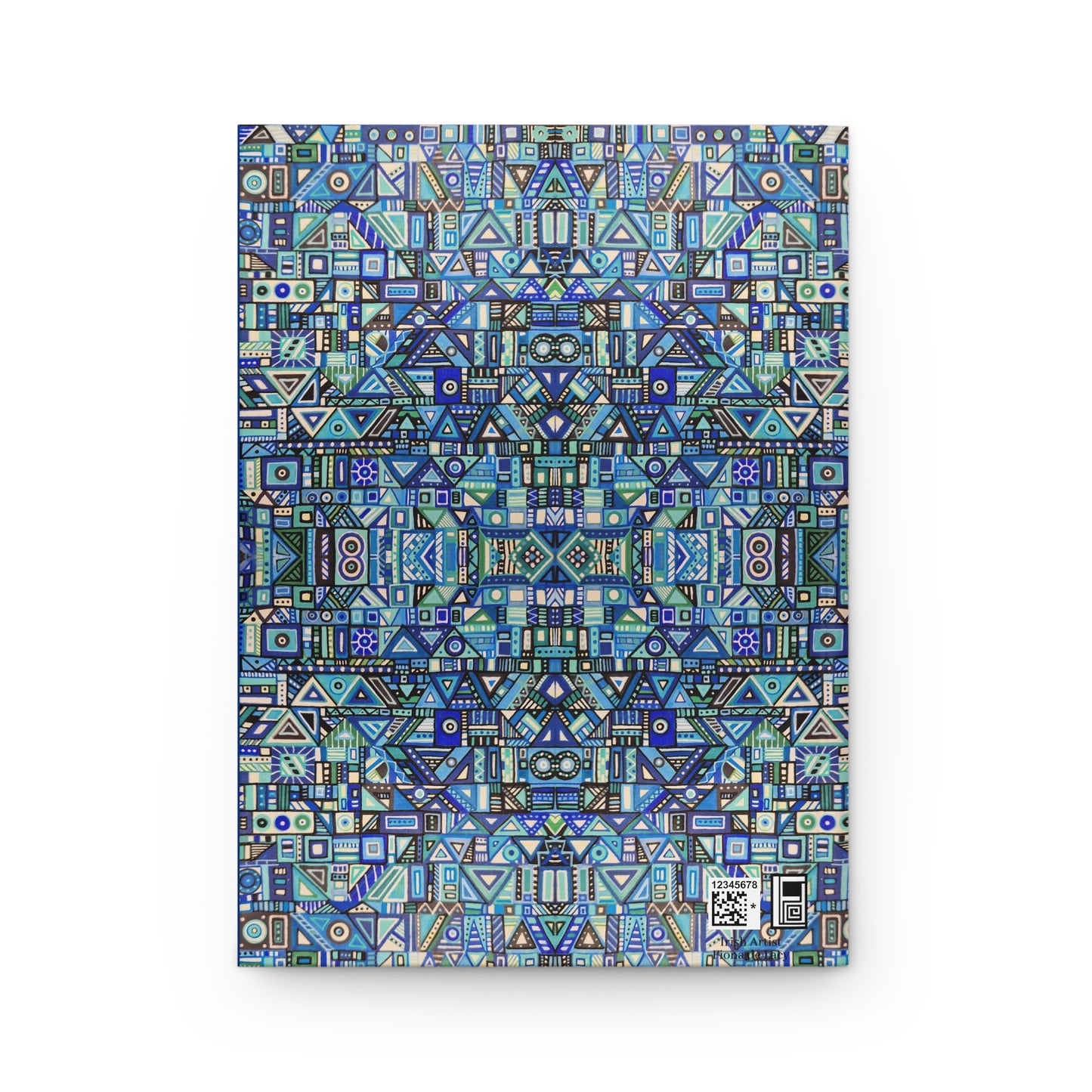 Hardcover Journal Matte (Lined) - No. 313 - Geometric Blues Abstract - By Irish Artist Fiona de Lacy