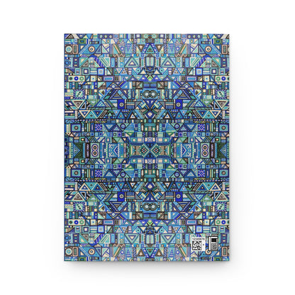 Hardcover Journal Matte (Lined) - No. 313 - Geometric Blues Abstract - By Irish Artist Fiona de Lacy