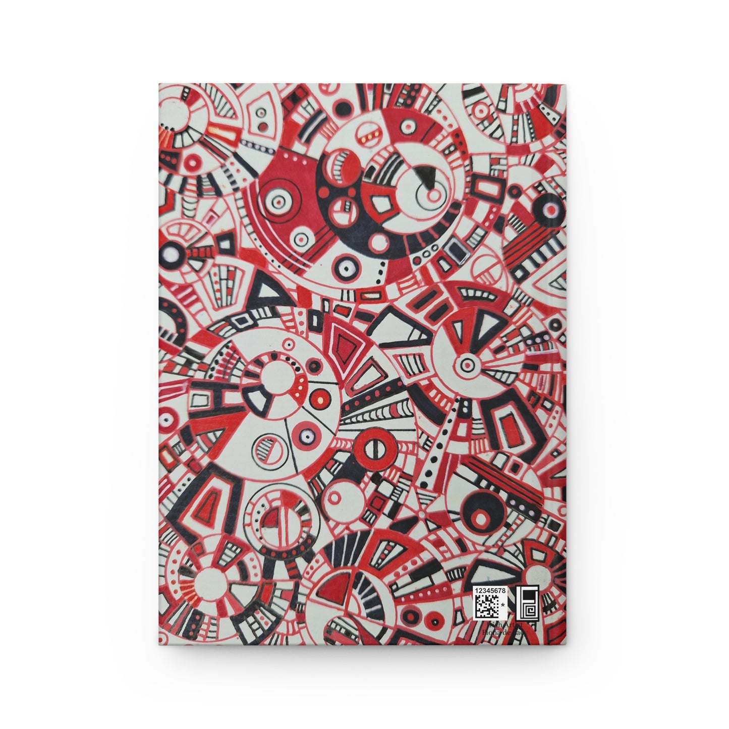 Hardcover Journal Matte (Lined) - No. 276 - Geometric Red, White & Black - By Irish Artist Fiona de Lacy