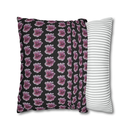 Cushion Pillow Case - No 269 Pink / Purple Flower on Black