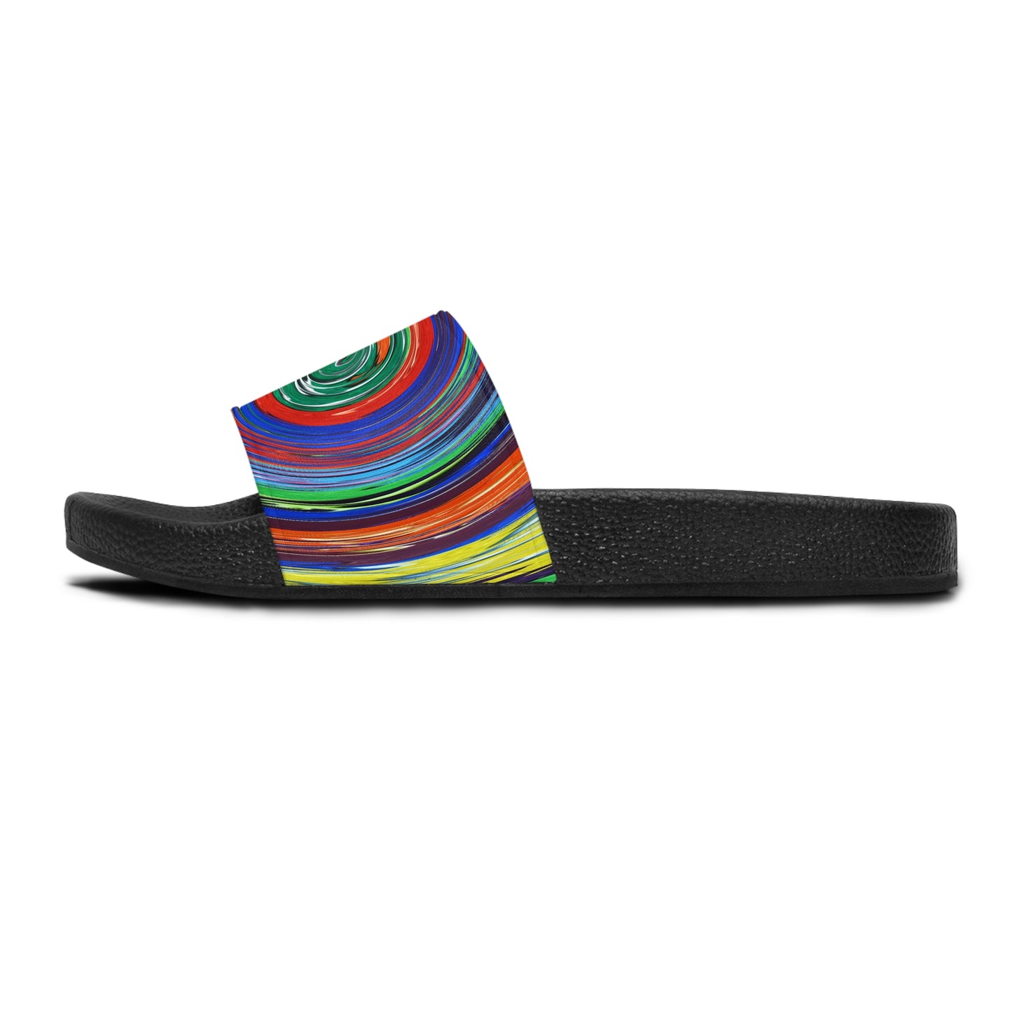 Women's Slide Sandals -No. 304 - Swirl - (Green, Orange, Purple)  - By Irish Artist Fiona de Lacy