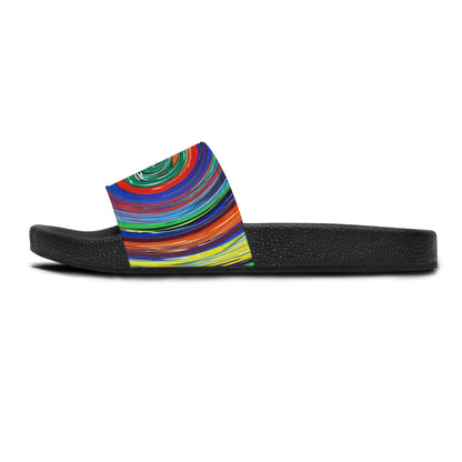 Women's Slide Sandals -No. 304 - Swirl - (Green, Orange, Purple)  - By Irish Artist Fiona de Lacy