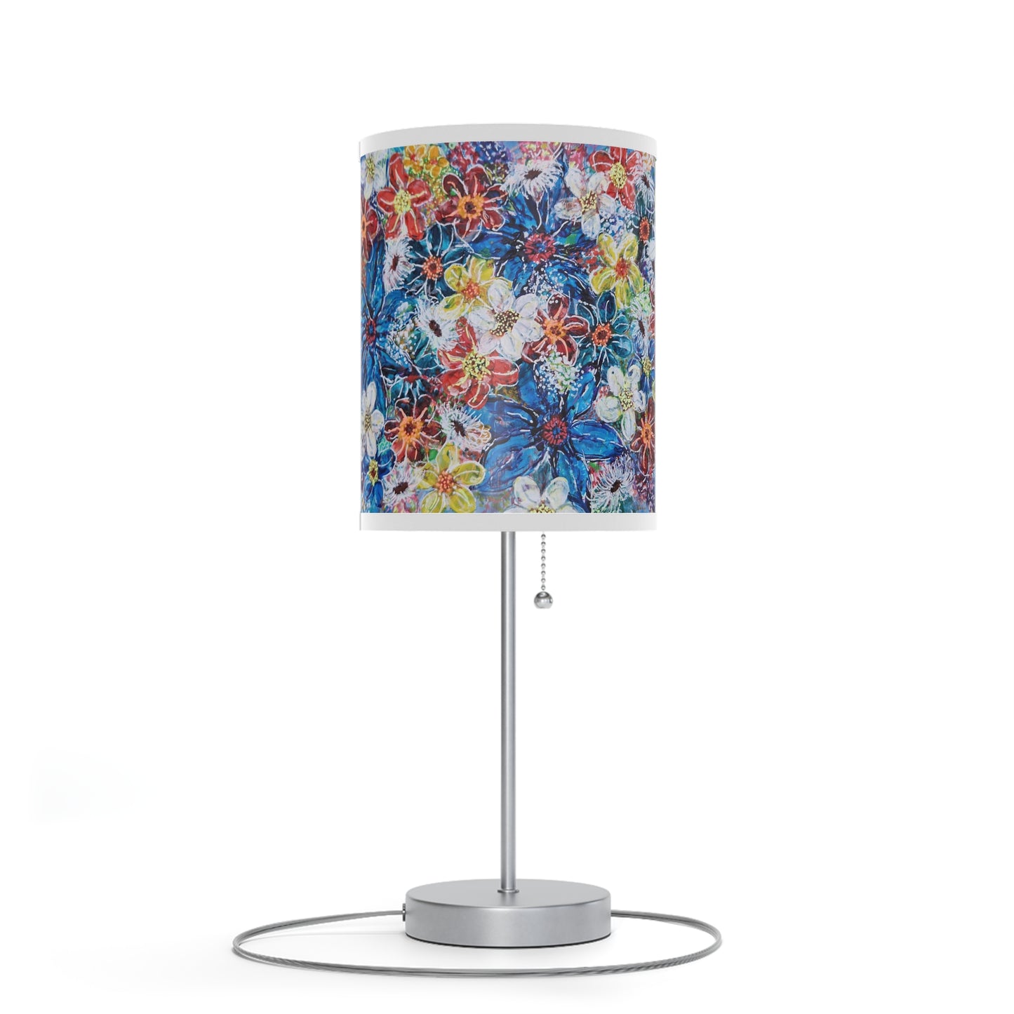 Lamp on a Stand, US|CA plug - No. 242 - Large Blue Flowers