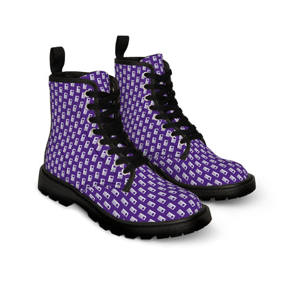 Women's Canvas Boots No. 000PE - White Logo on Purple