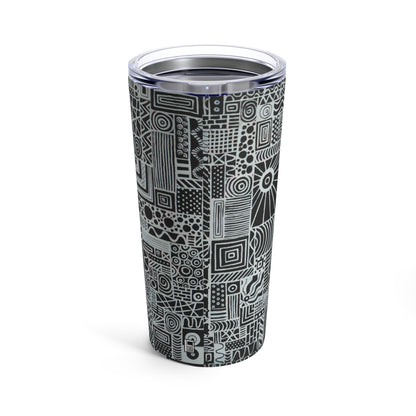 Tumbler 20oz - No.  252 - By Irish Artist Fiona de Lacy - Black & White