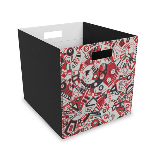 Felt Storage Box - No. 276 - Red, White & Black - By Irish Artist Fiona de Lacy