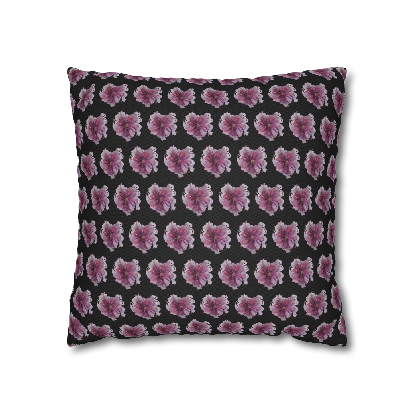 Cushion Pillow Case - No 269 Pink / Purple Flower on Black