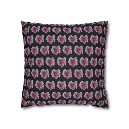Cushion Pillow Case - No 269 Pink / Purple Flower on Black
