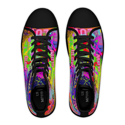 Women's High Top Sneakers - No. 232 - Graffiti - 'Glow'  - By Irish Artist Fiona de Lacy