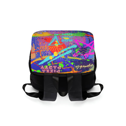 Shoulder Backpack,  No. 232 'Hot Hot Hot, Pizza Party' -  By Irish Artist Fiona de Lacy - Multicoloured