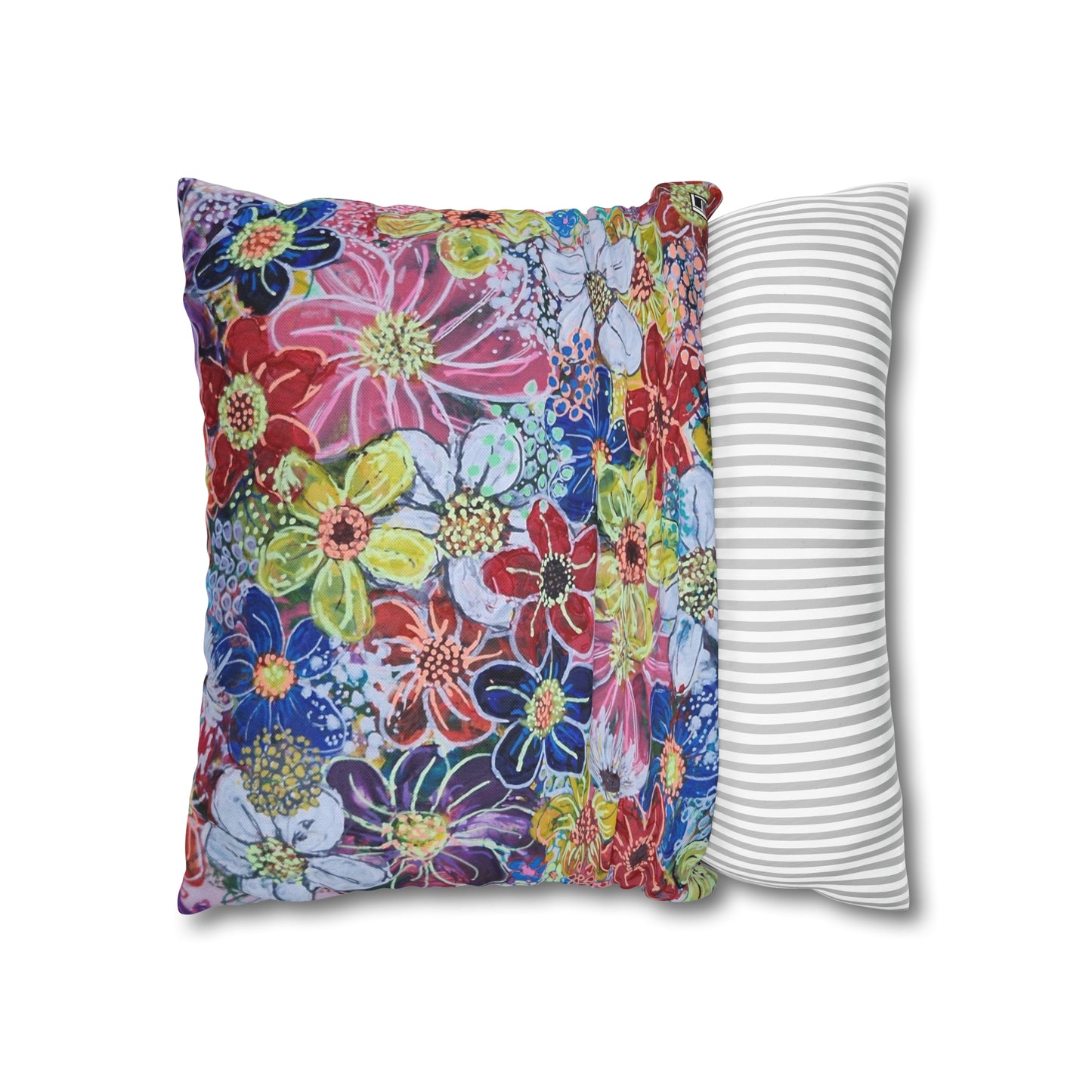 Cushion Pillow Case - No. 240 - Multicoloured Flowers on Pink