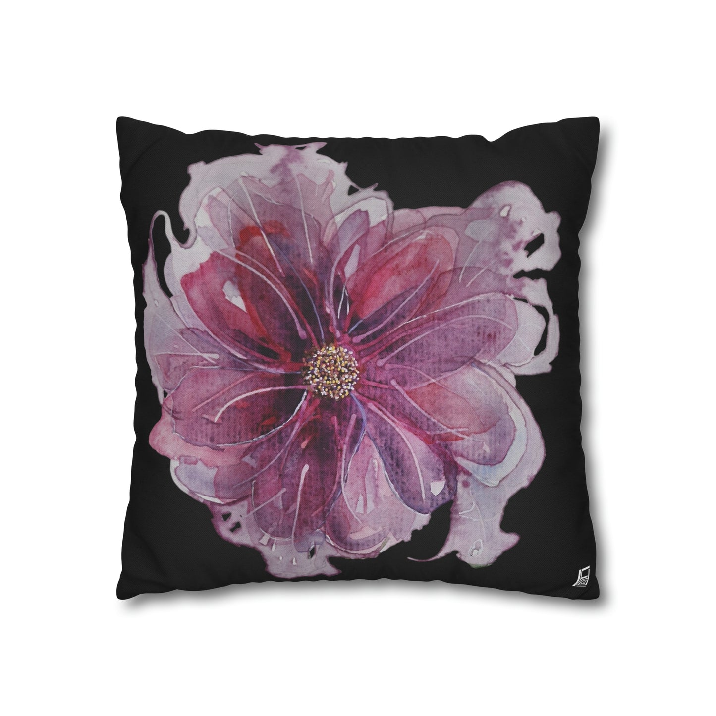 Cushion Pillow Case - No 269 Pink / Purple Flower on Black