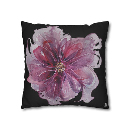 Cushion Pillow Case - No 269 Pink / Purple Flower on Black