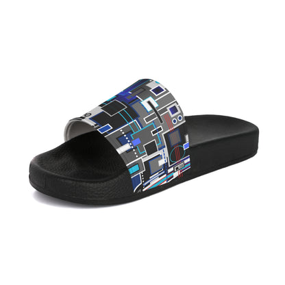 Women's Slide Sandals - No. 235 - Squared 2 - (Navy, Blue, Grey, Black) - By Irish Artist Fiona de Lacy