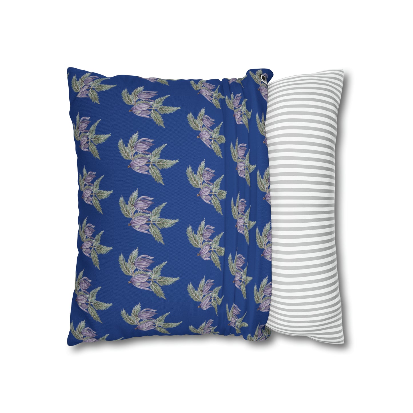 Cushion Pillow Case - No. 270 - Purple Drop Flowers on Navy