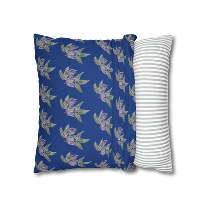 Cushion Pillow Case - No. 270 - Purple Drop Flowers on Navy