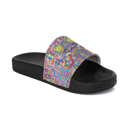 Women's Slide Sandals - No. 260 - Multicoloured Abstract  - By Irish Artist Fiona de Lacy