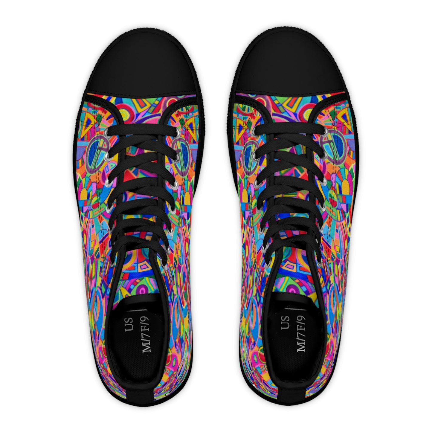 Women's High Top Sneakers - No. 265 - Multicoloured Abstract Circles - Irish Artist Fiona de Lacy