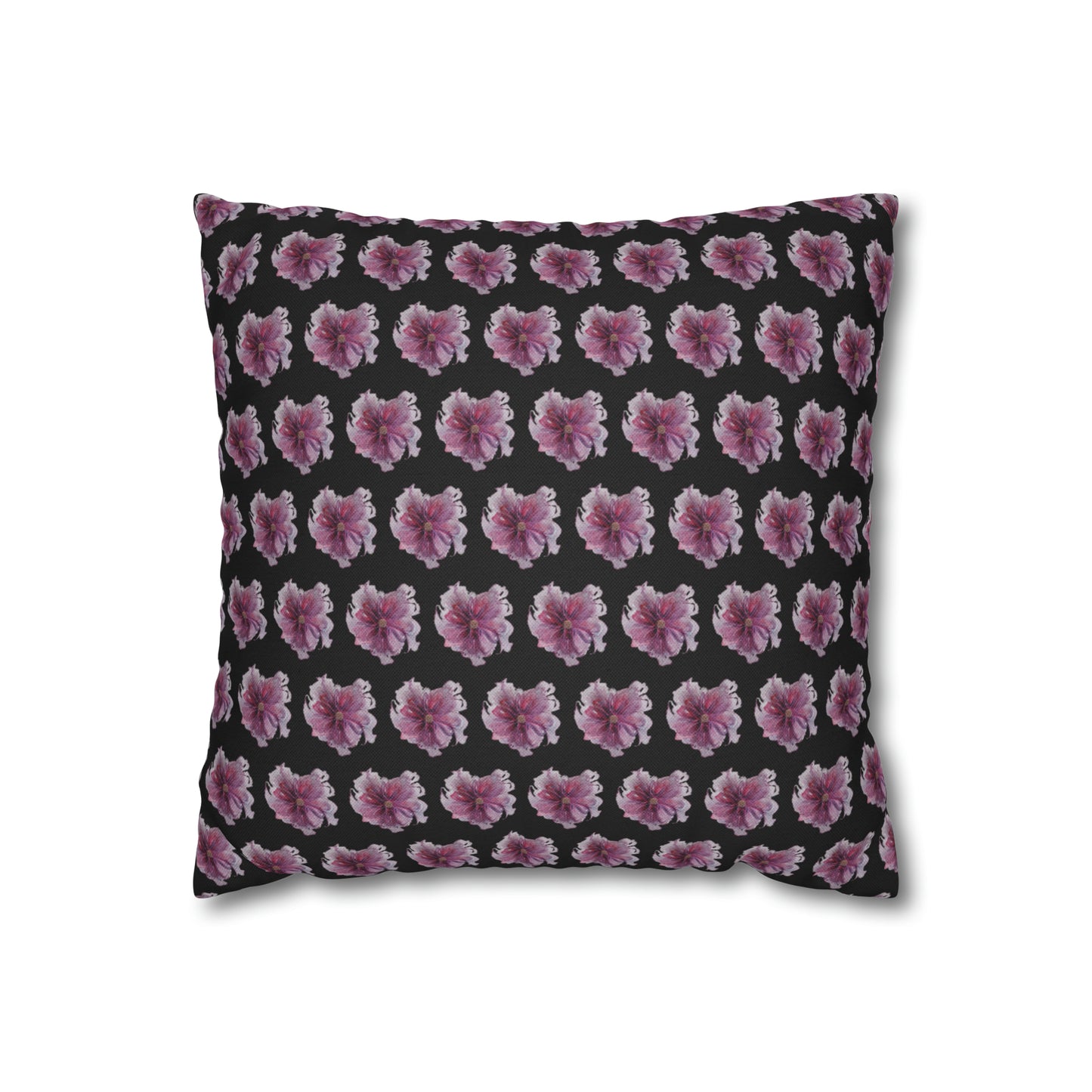 Cushion Pillow Case - No 269 Pink / Purple Flower on Black