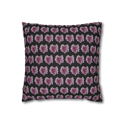 Cushion Pillow Case - No 269 Pink / Purple Flower on Black