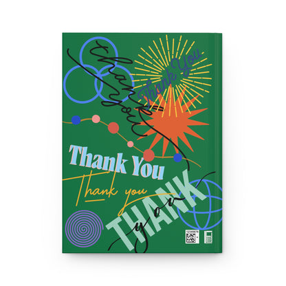 Hardcover Journal Matte (Lined) - No. 312 - 'Thank You' - for the daily things you're thankful for - on Green - By Irish Artist Fiona de Lacy