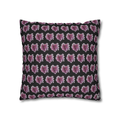 Cushion Pillow Case - No 269 Pink / Purple Flower on Black