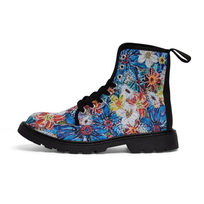 Women's Canvas Boots - No. 242 - Large Blue Flowers