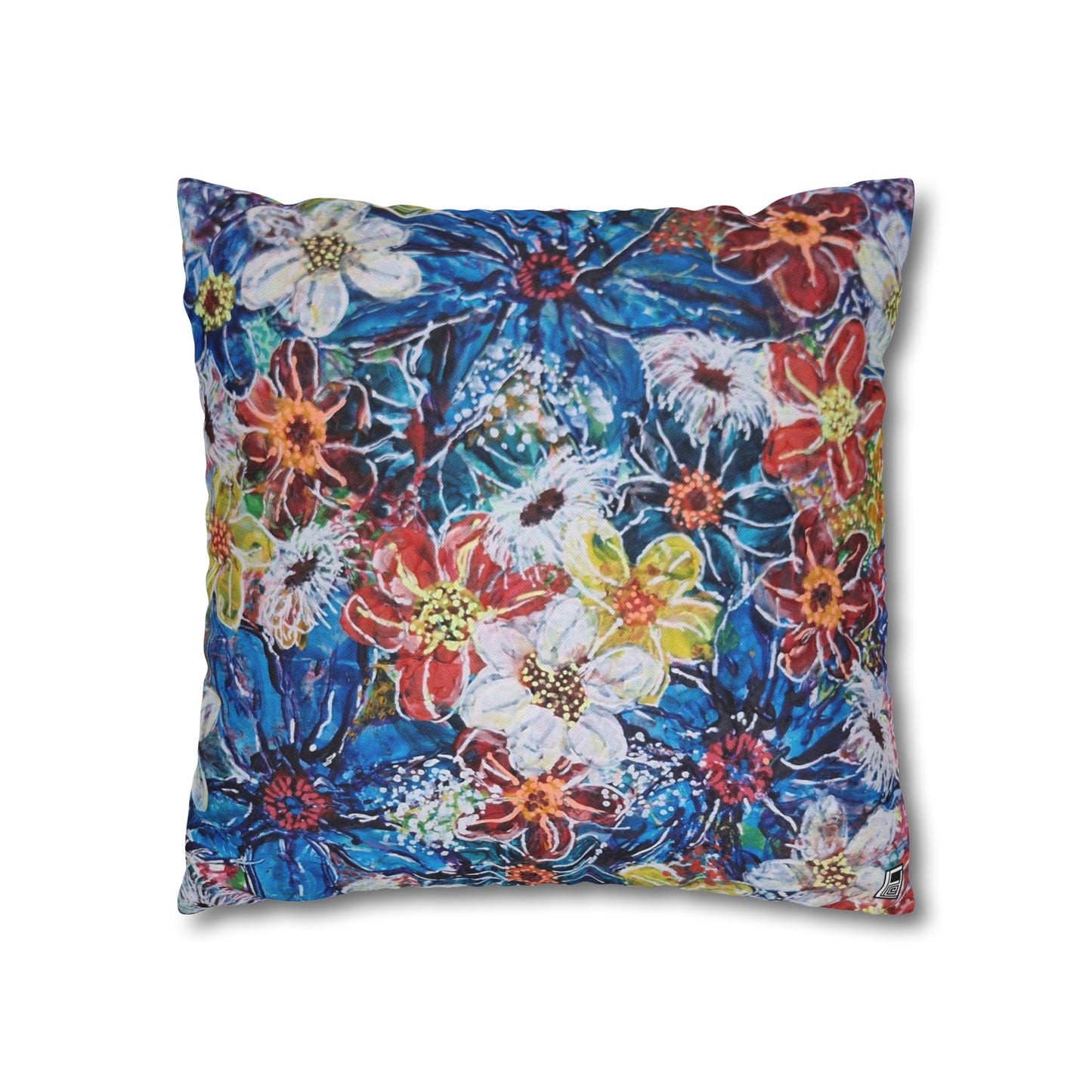 Cushion Pillow Case - No. 242 -  Large Blue Flowers