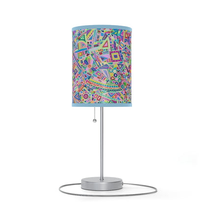 Lamp on a Stand, US|CA plug - No. 259 - Multicolour Abstract on Blue