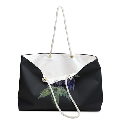 Weekender / Beach / Overnight Bag -  No. 270 - Hanging Purple Flowers on Black